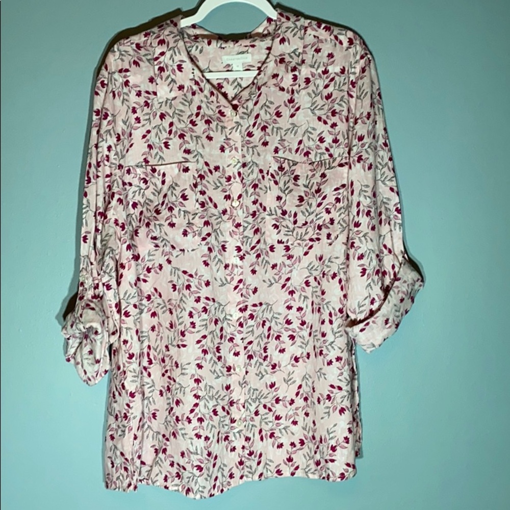 NWT Charter Club Floral Print Button up Top